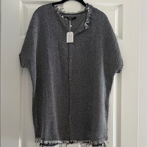 Gray Frayed Edge Women's Tunic Top